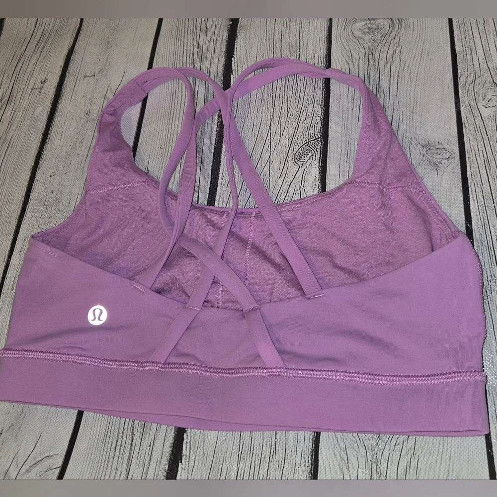 Lululemon Energy Bra Pink Strappy Back Size 6 Light Support Yoga Gym
